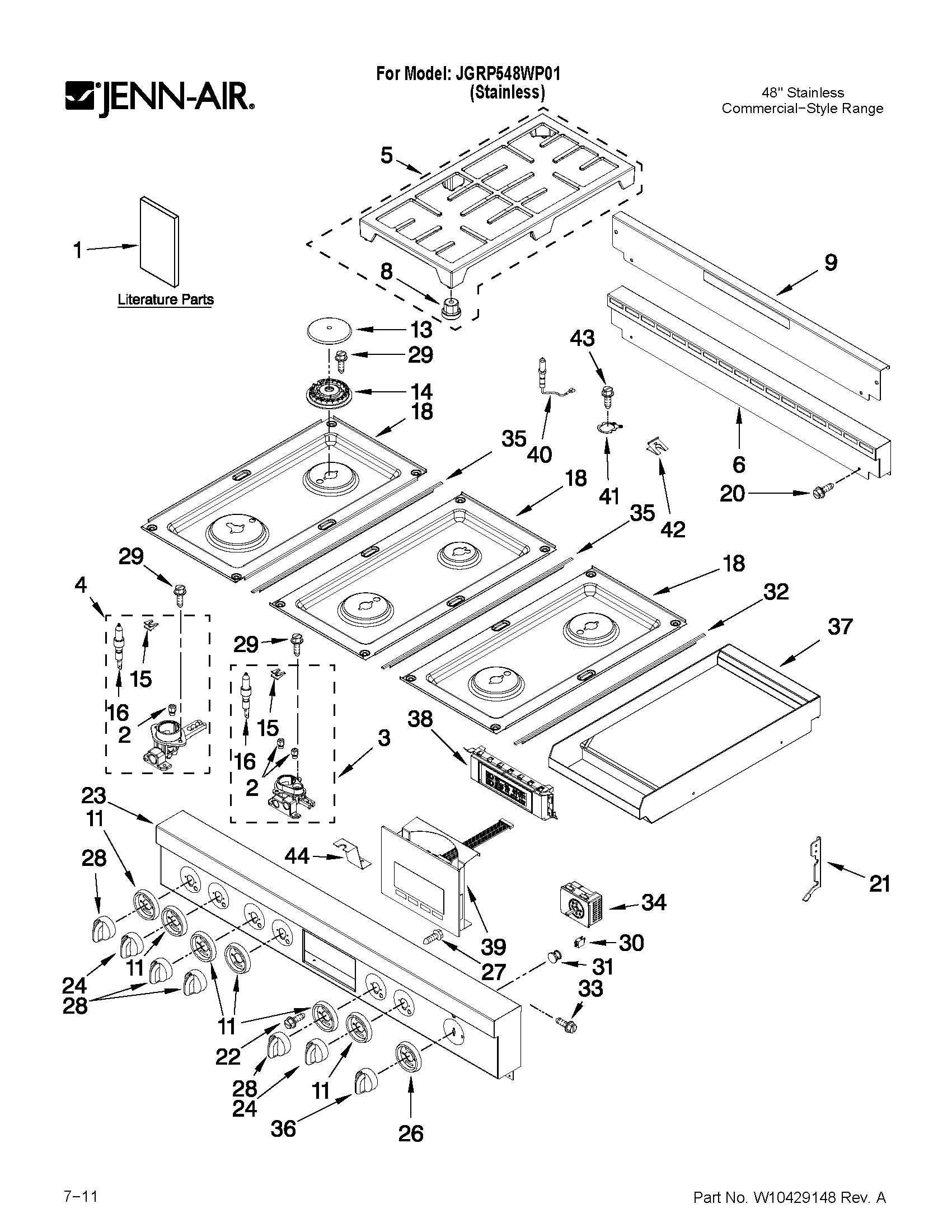 Cooktop, burner and grate parts