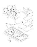 Burner box, gas valves, and switches