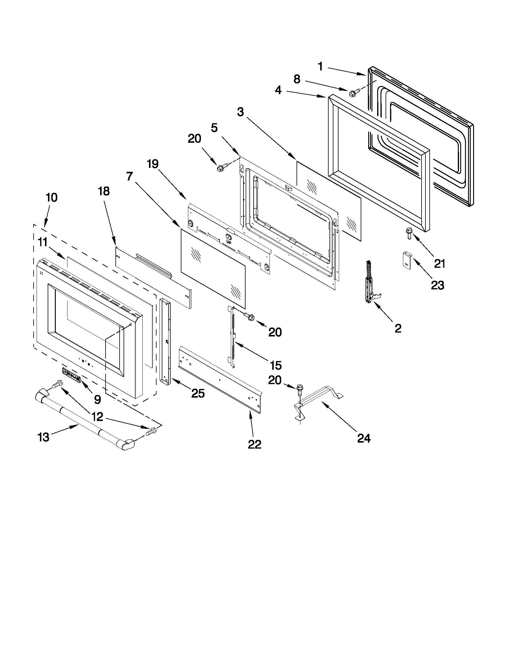 30" oven door parts