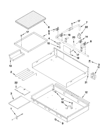 Burner box, gas valves, and switches