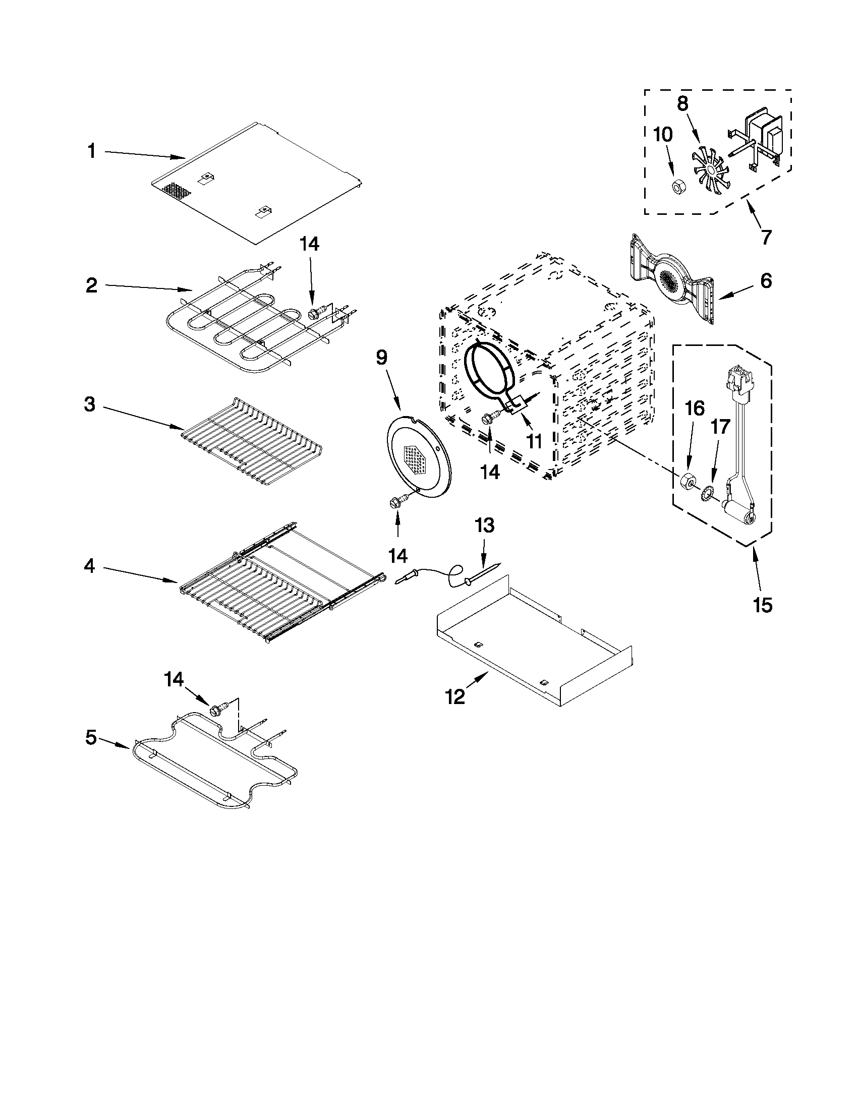 30" internal oven parts