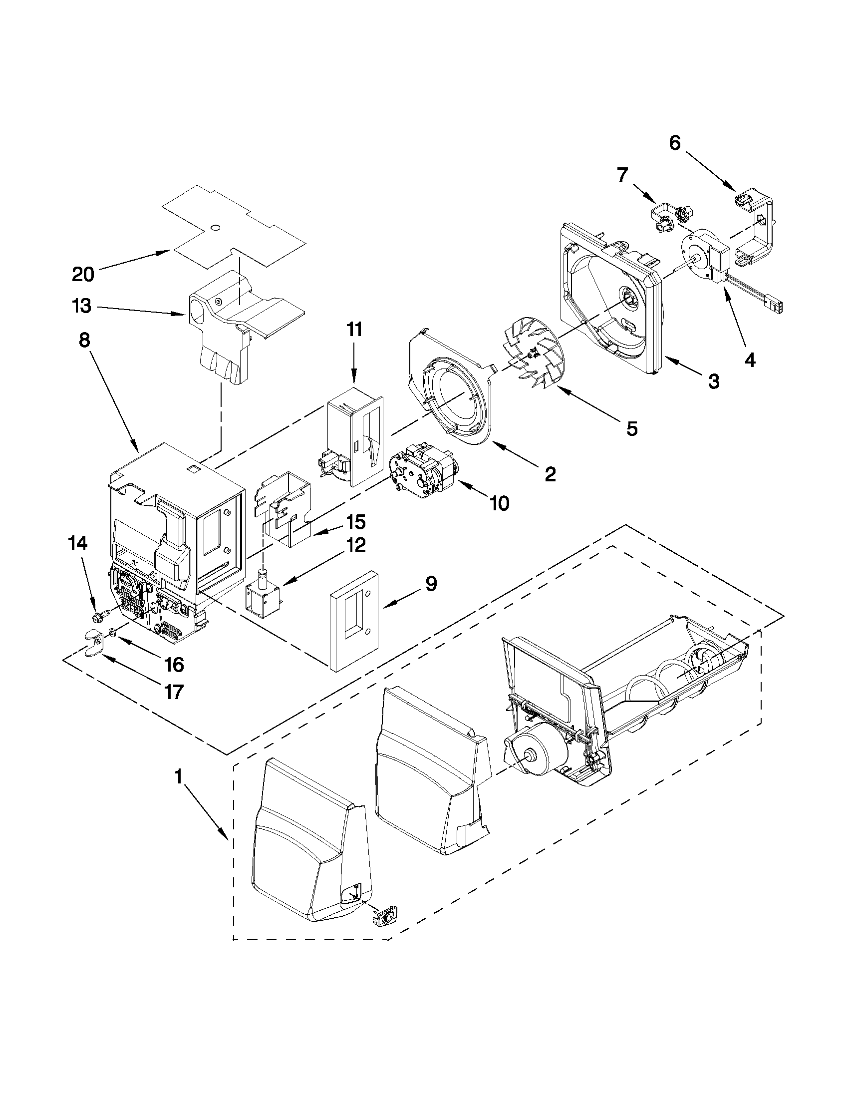 MOTOR AND ICE CONTAINER PARTS