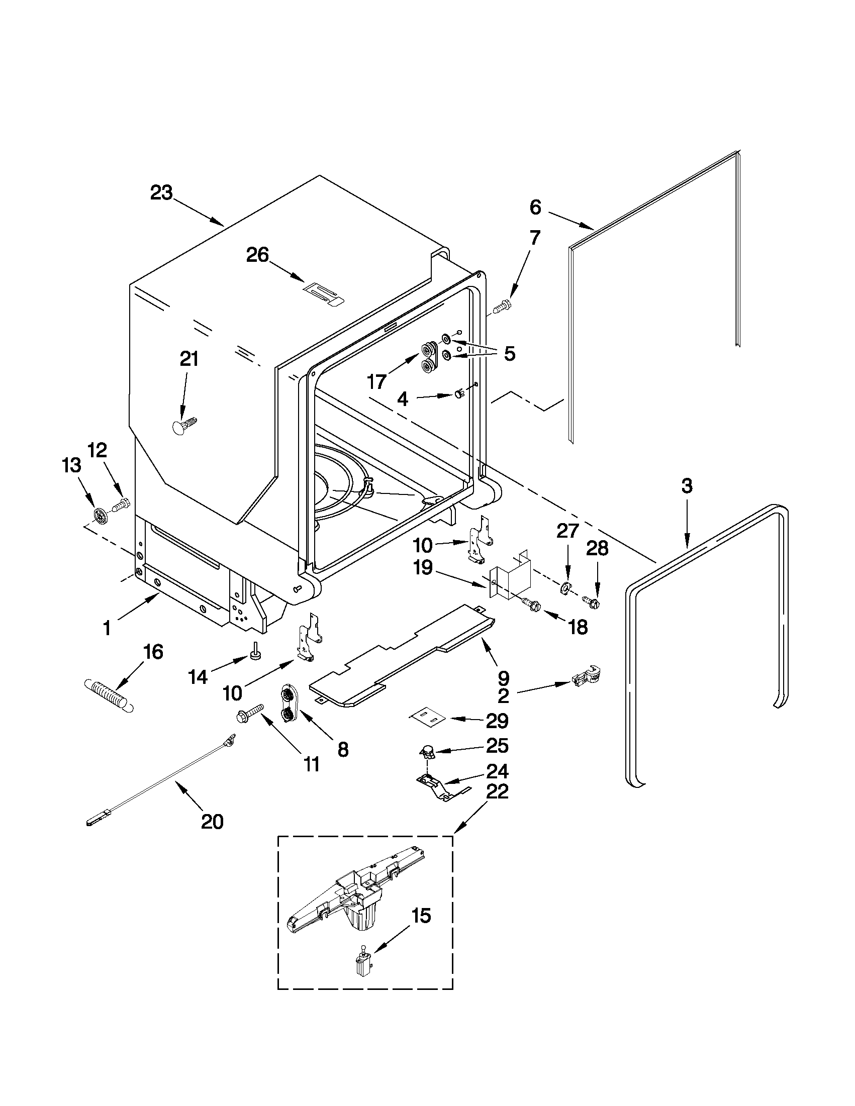 TUB AND FRAME PARTS