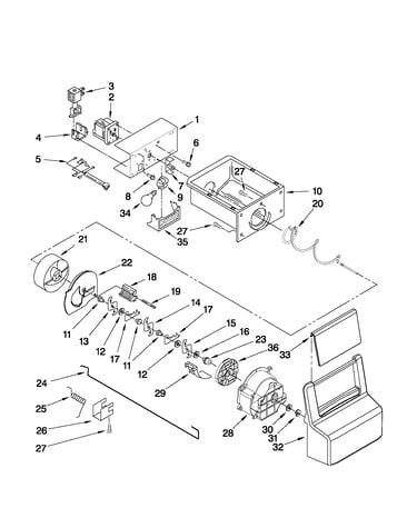 Motor and ice container parts