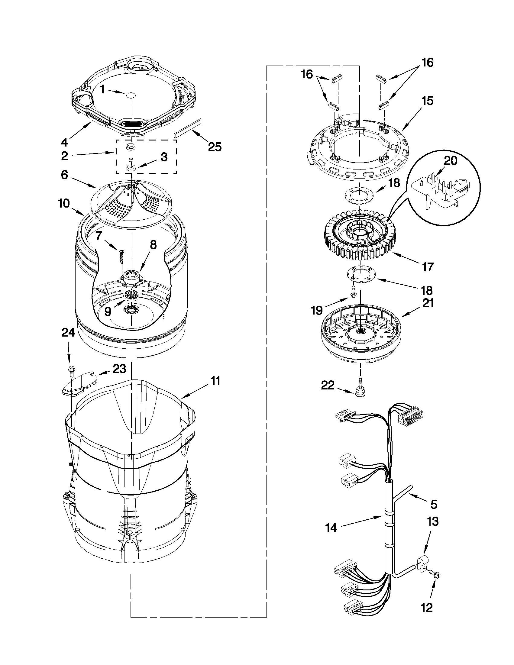 MOTOR, BASKET AND TUB PARTS