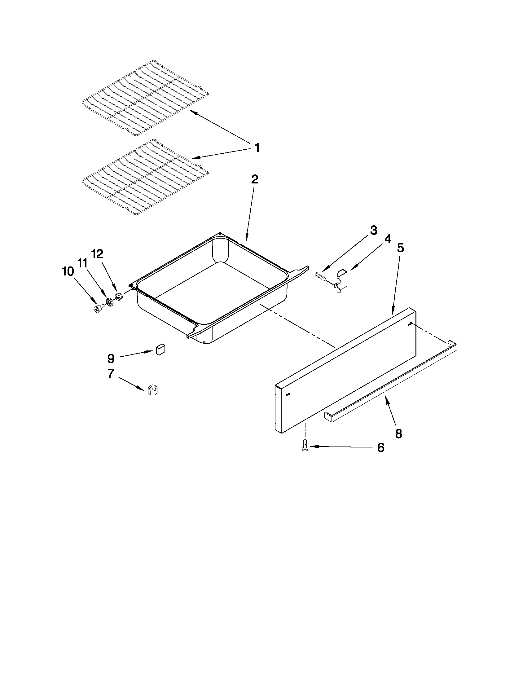 Drawer and rack parts