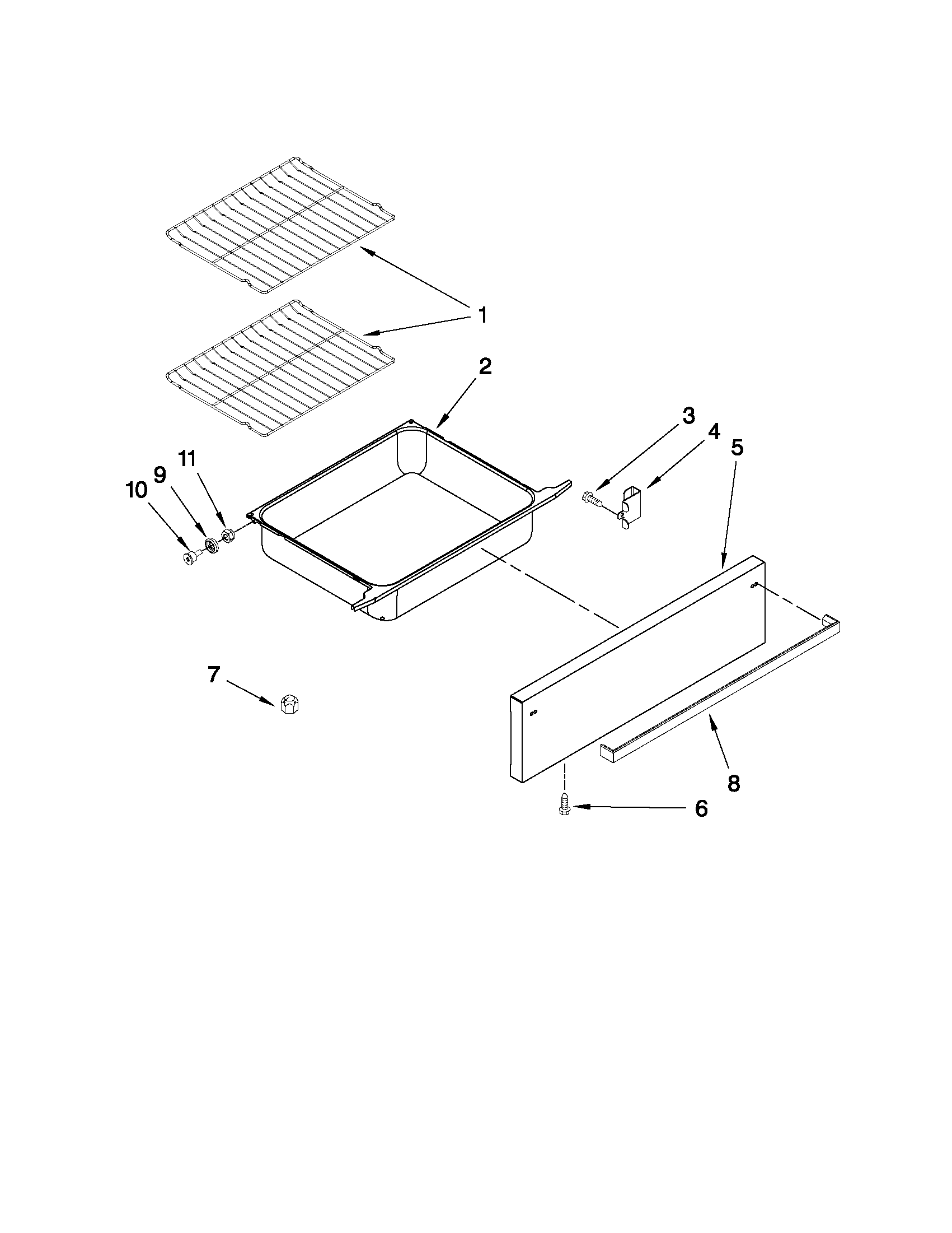 Drawer and rack parts
