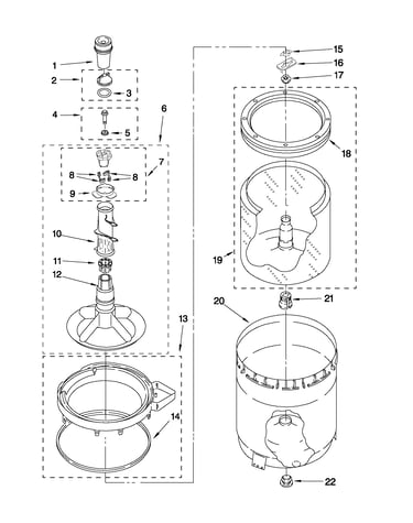 Agitator, basket and tub parts