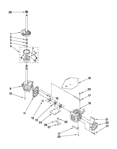 Brake, clutch, gearcase, motor and pump parts
