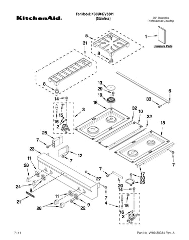 Cooktop, burner and grate parts