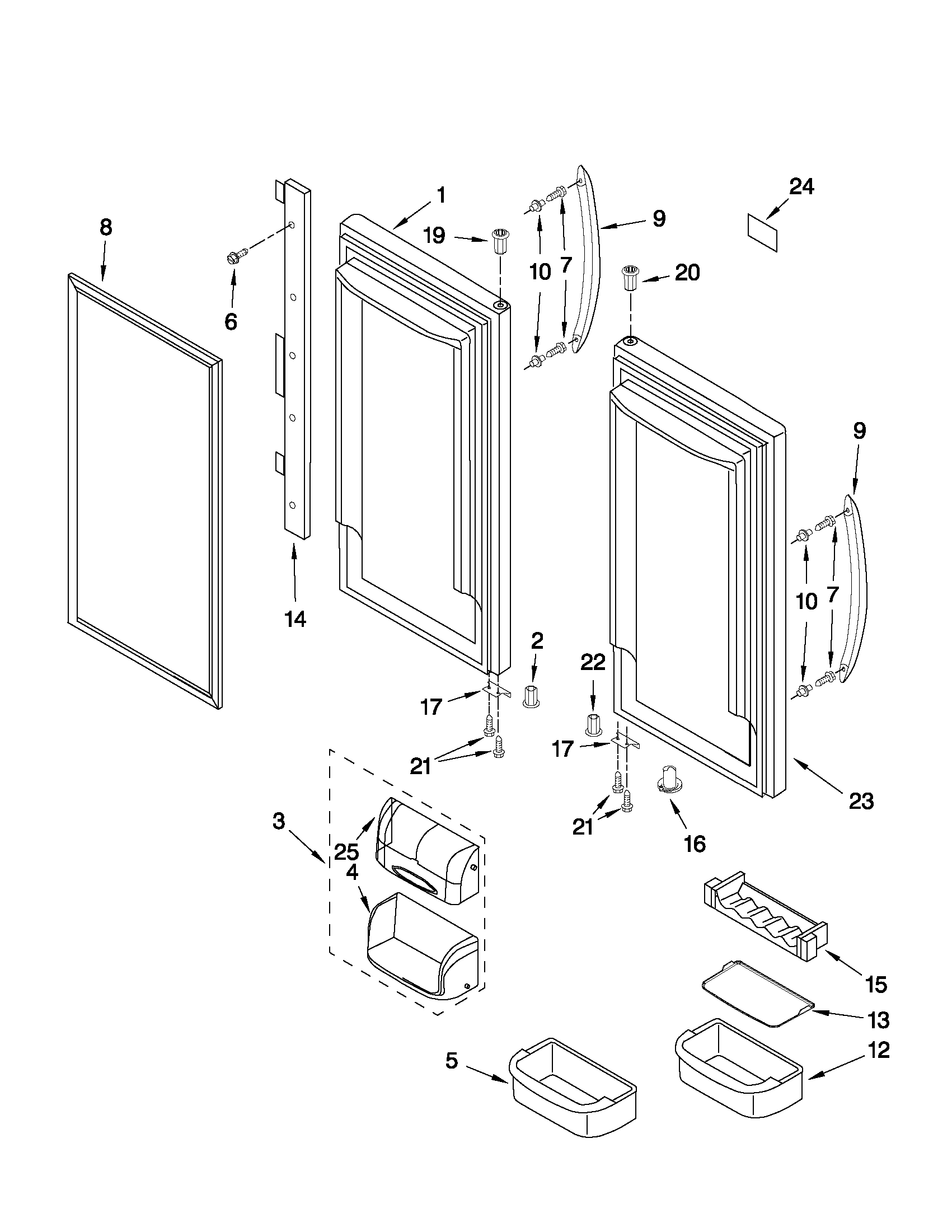 Refrigerator door parts
