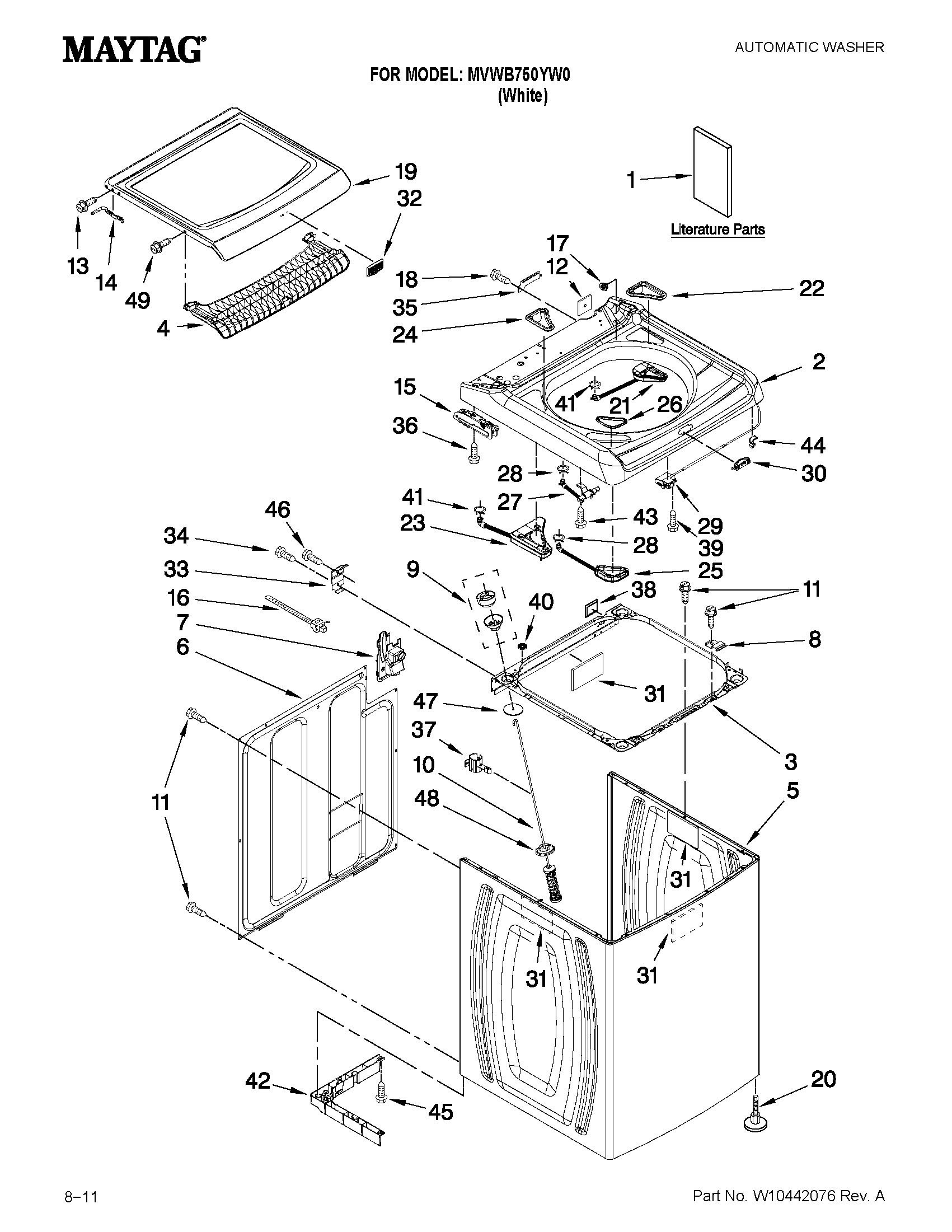 TOP AND CABINET PARTS