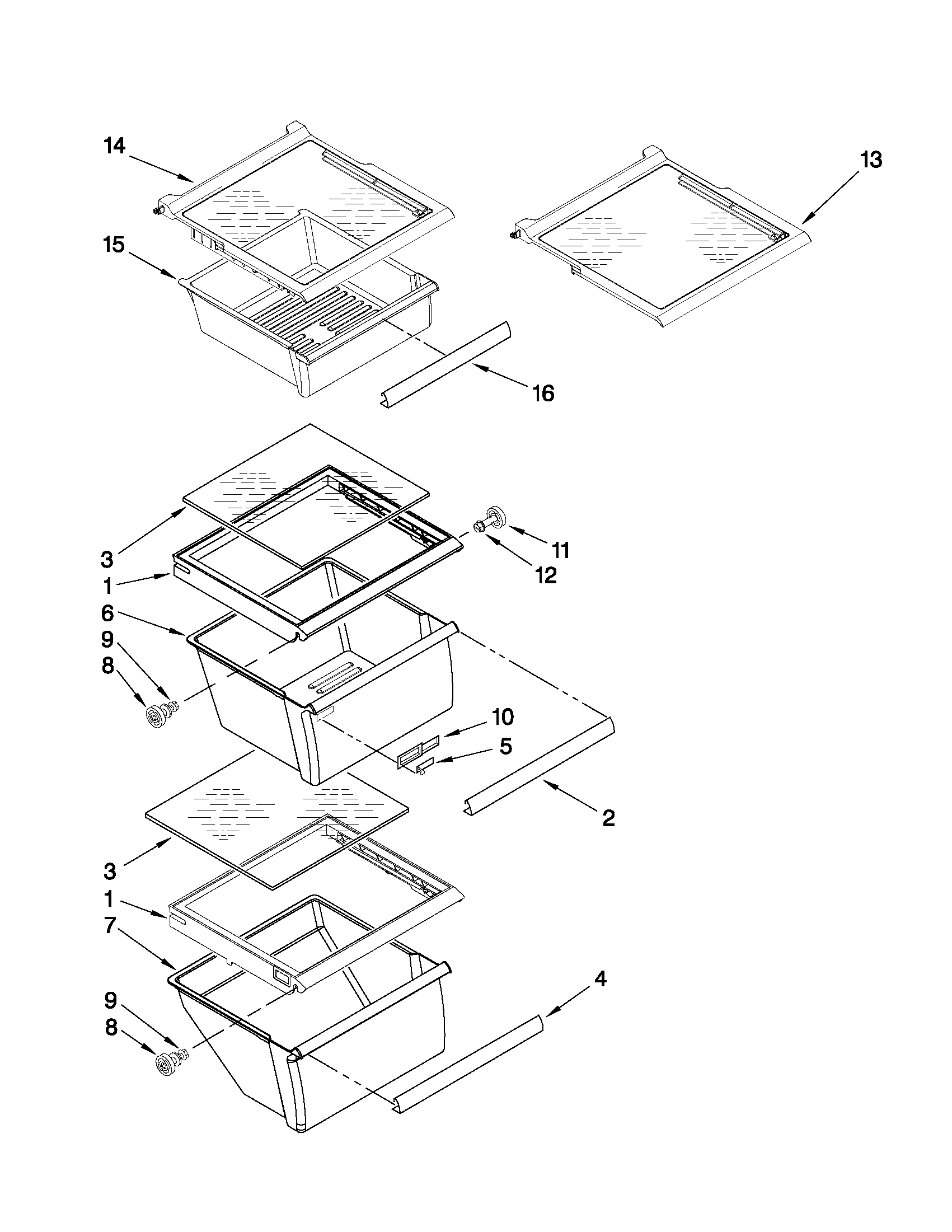 Refrigerator shelf parts