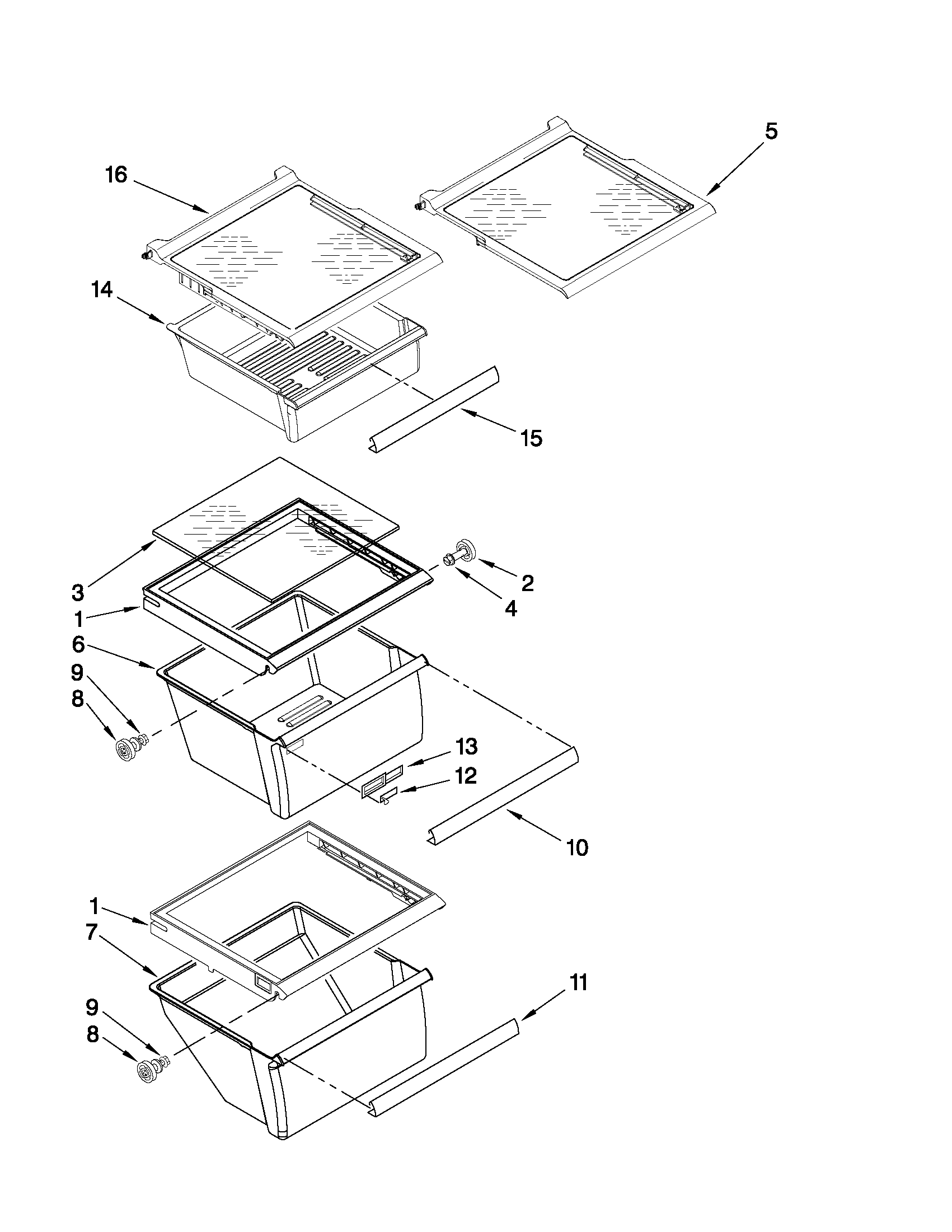 Refrigerator shelf parts