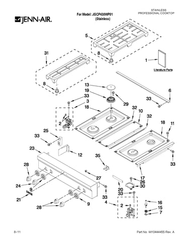Cooktop, burner and grate parts