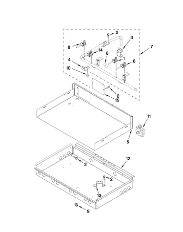 Burner box, gas valves, and switches