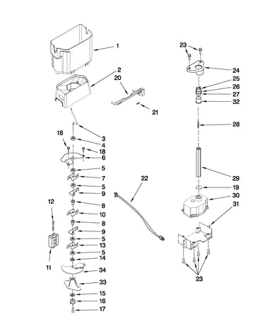 Motor and ice container parts