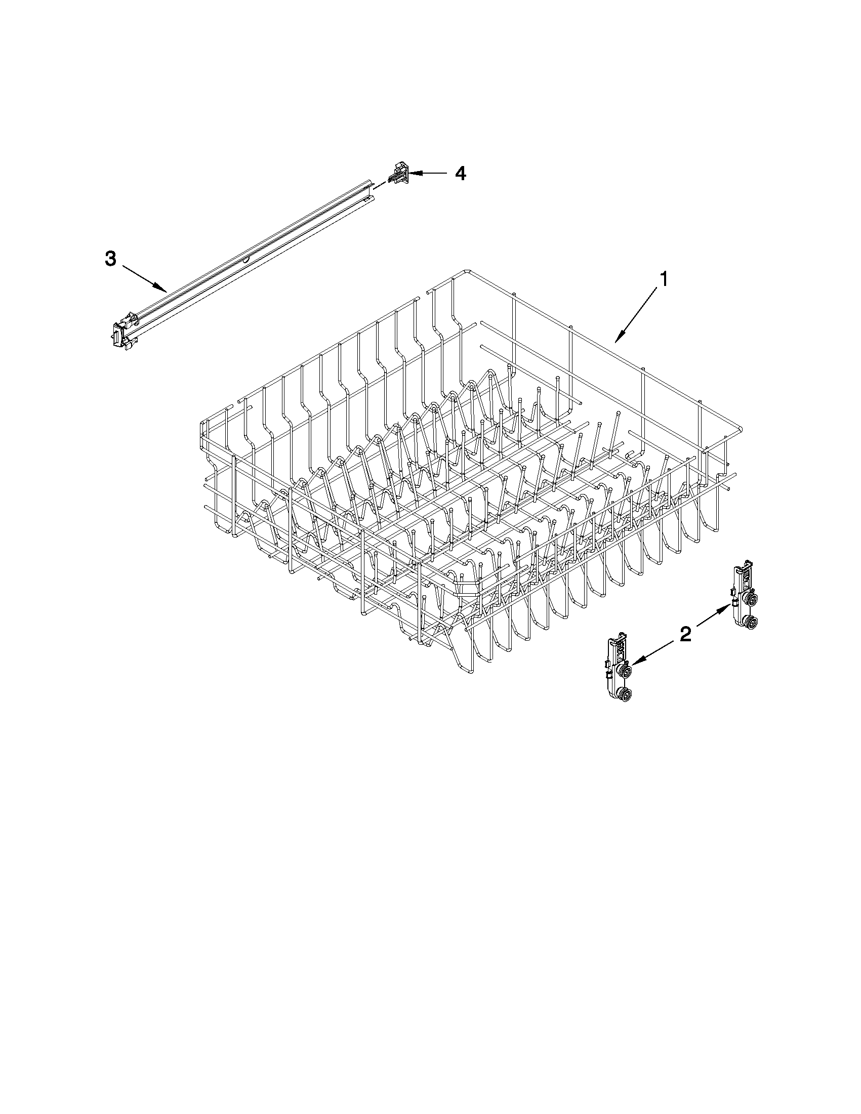 Upper rack and track parts