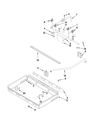 Burner box, gas valves, and switches