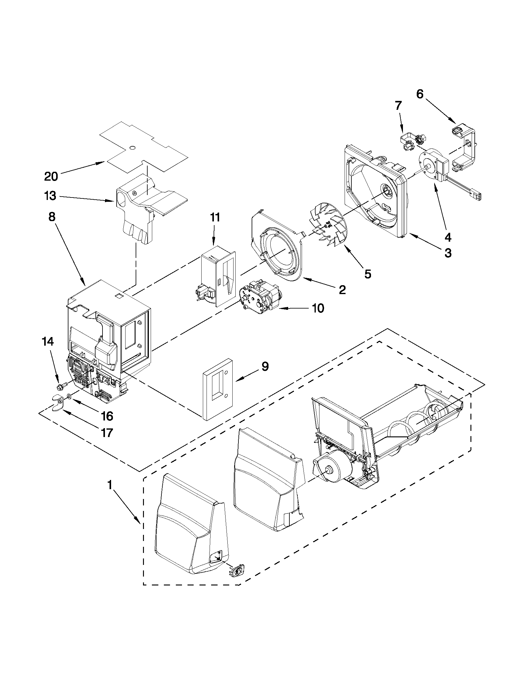 Motor and ice container parts