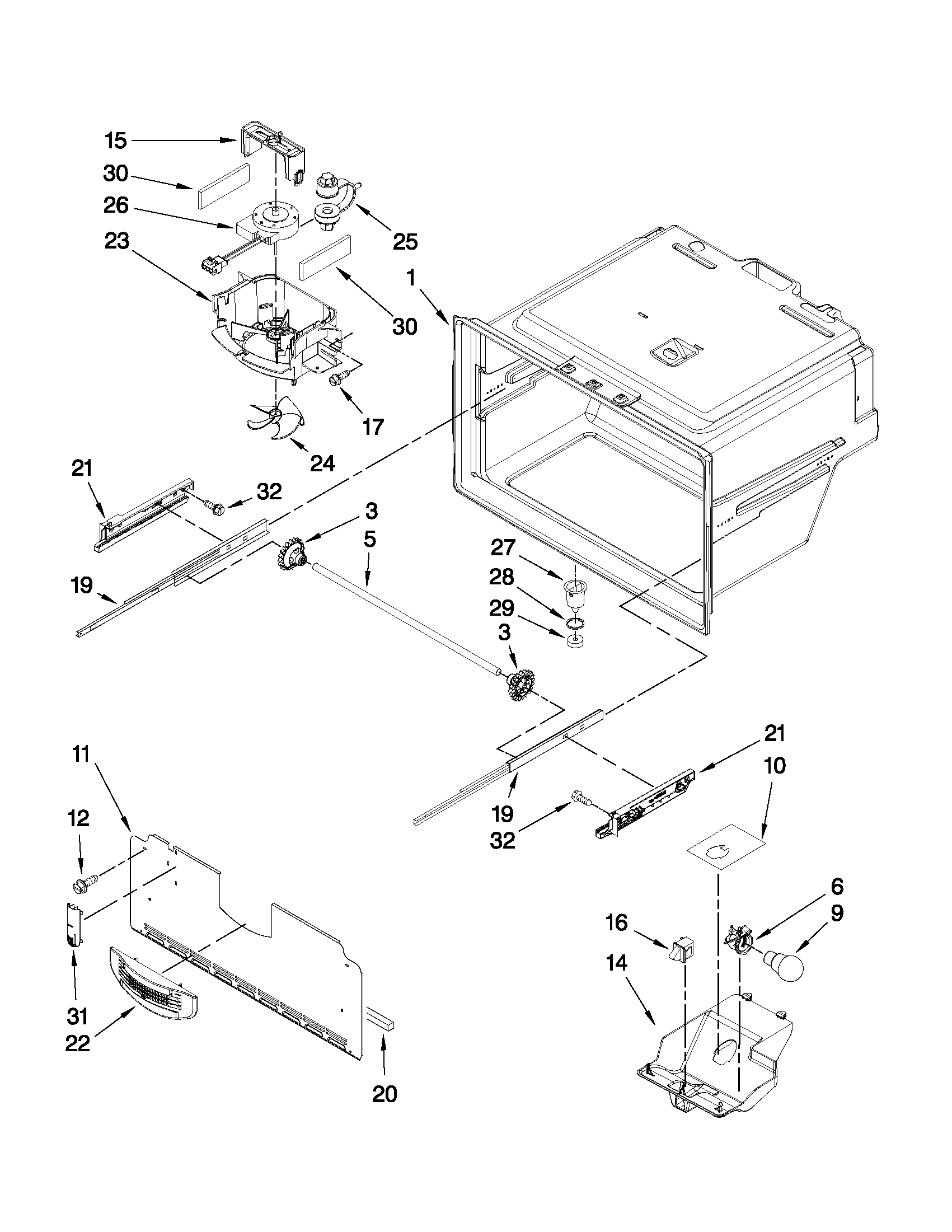 Freezer liner parts