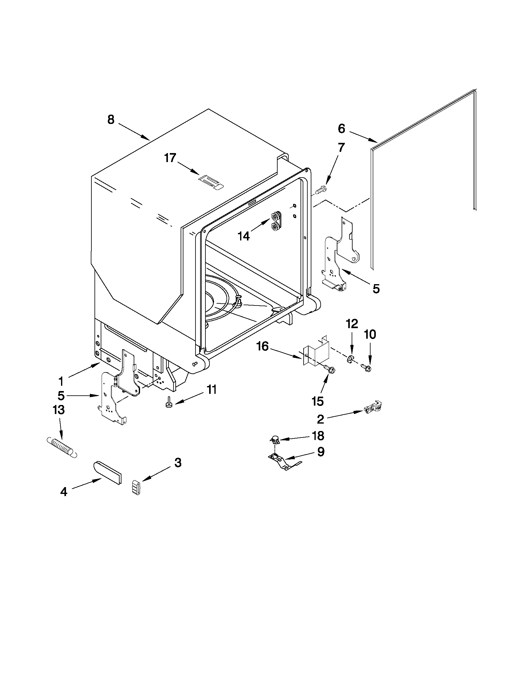 TUB AND FRAME PARTS