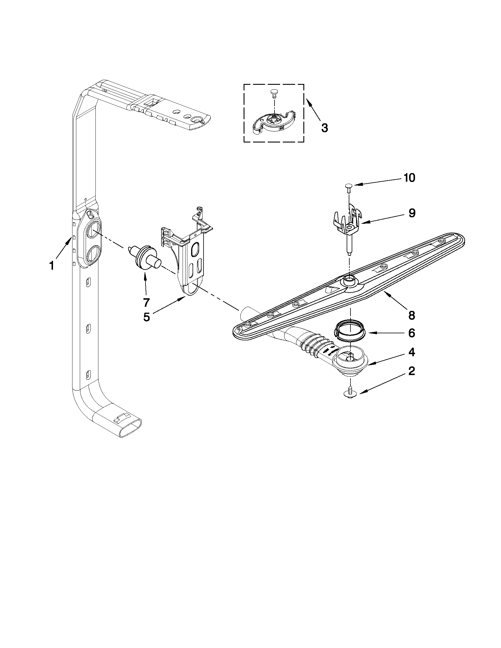 Upper wash and rinse parts