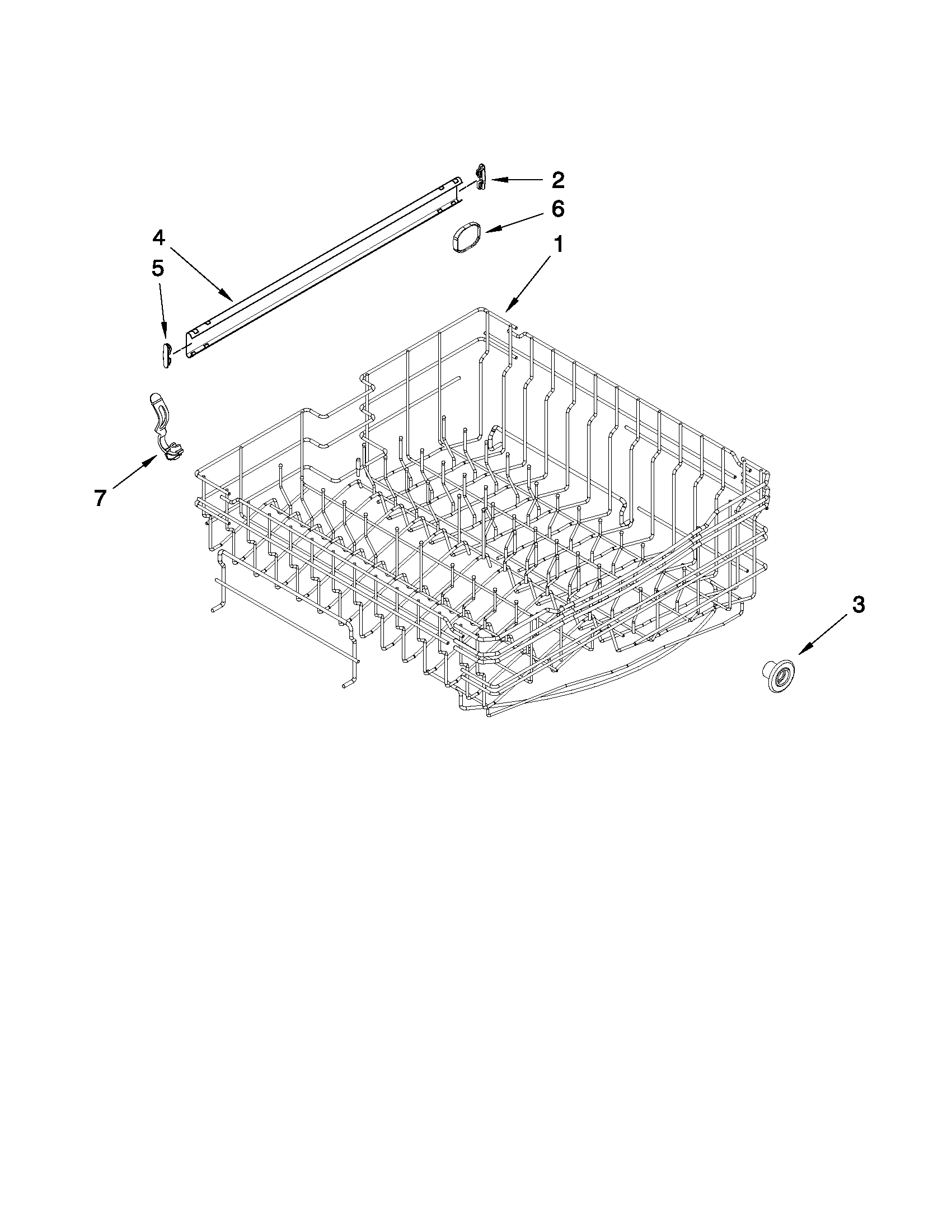 Upper rack and track parts