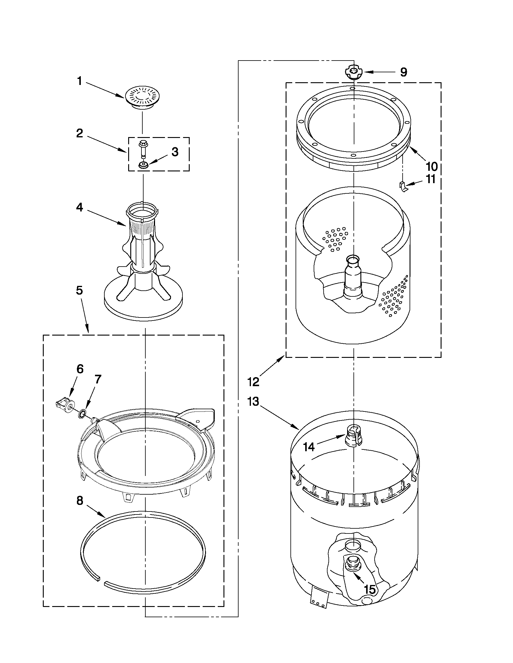 Agitator, basket and tub parts