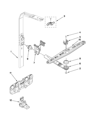 Upper wash and rinse parts