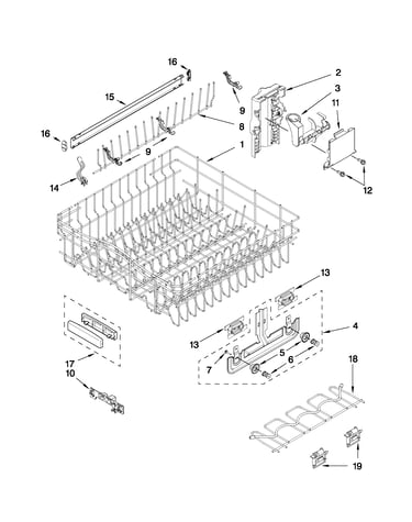 Upper rack and track parts