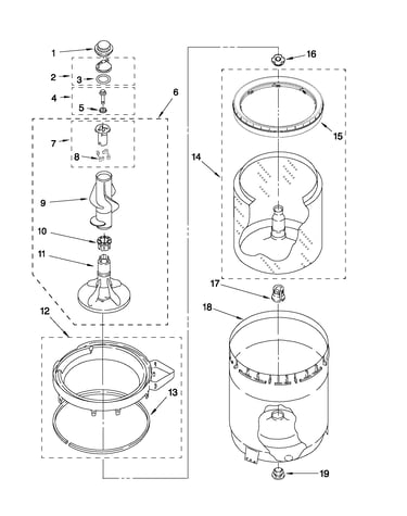 Agitator, basket and tub parts