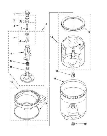 Agitator, basket and tub parts