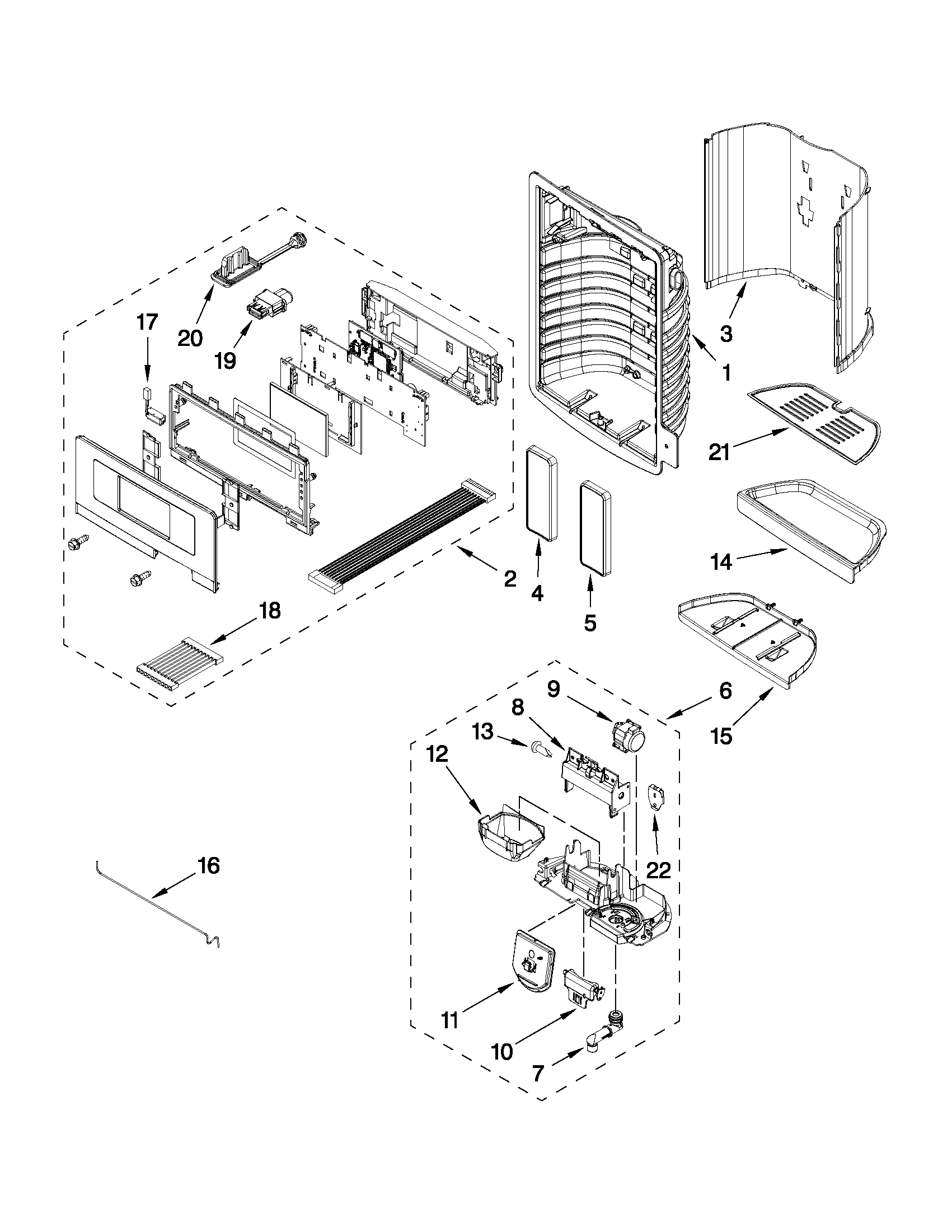 Dispenser front parts