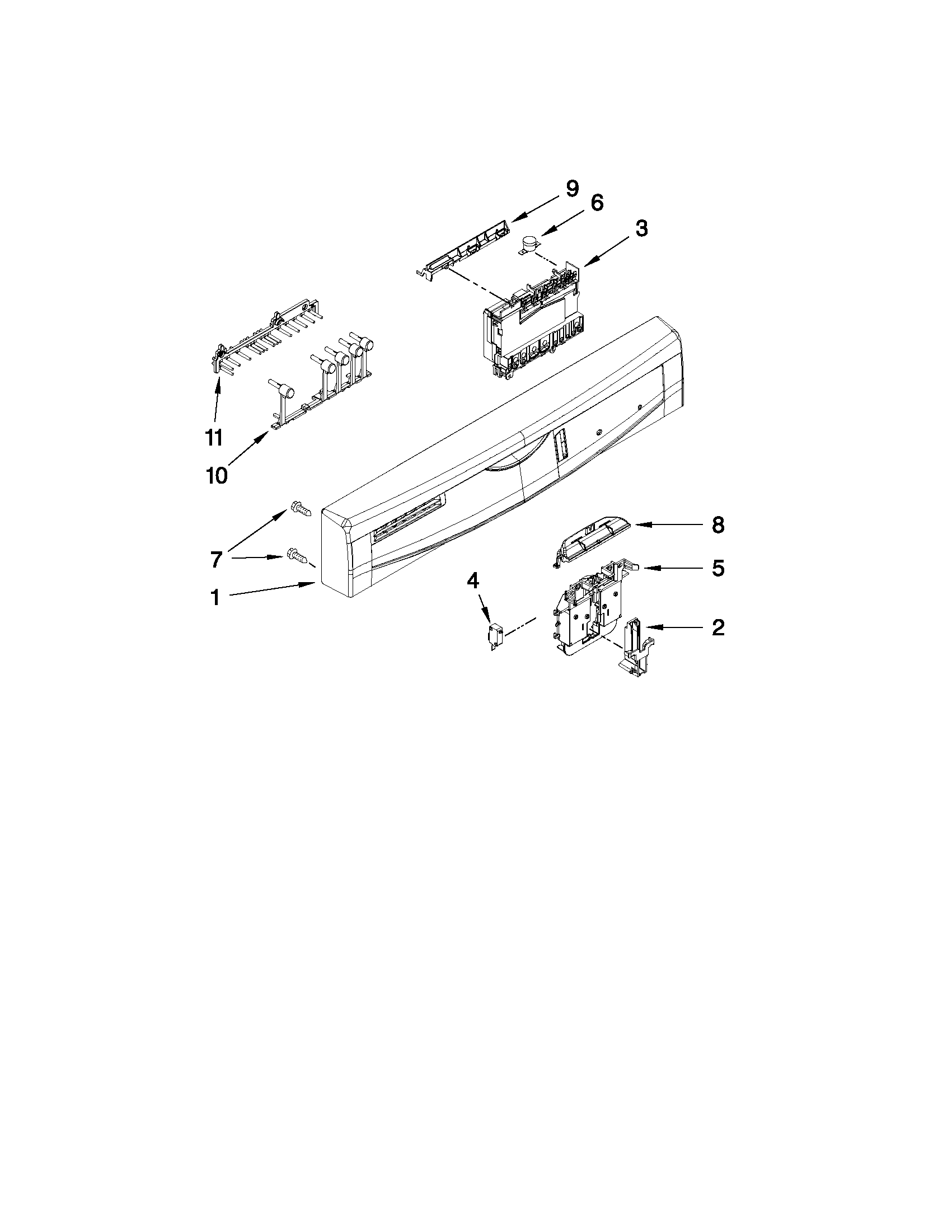Control panel and latch parts