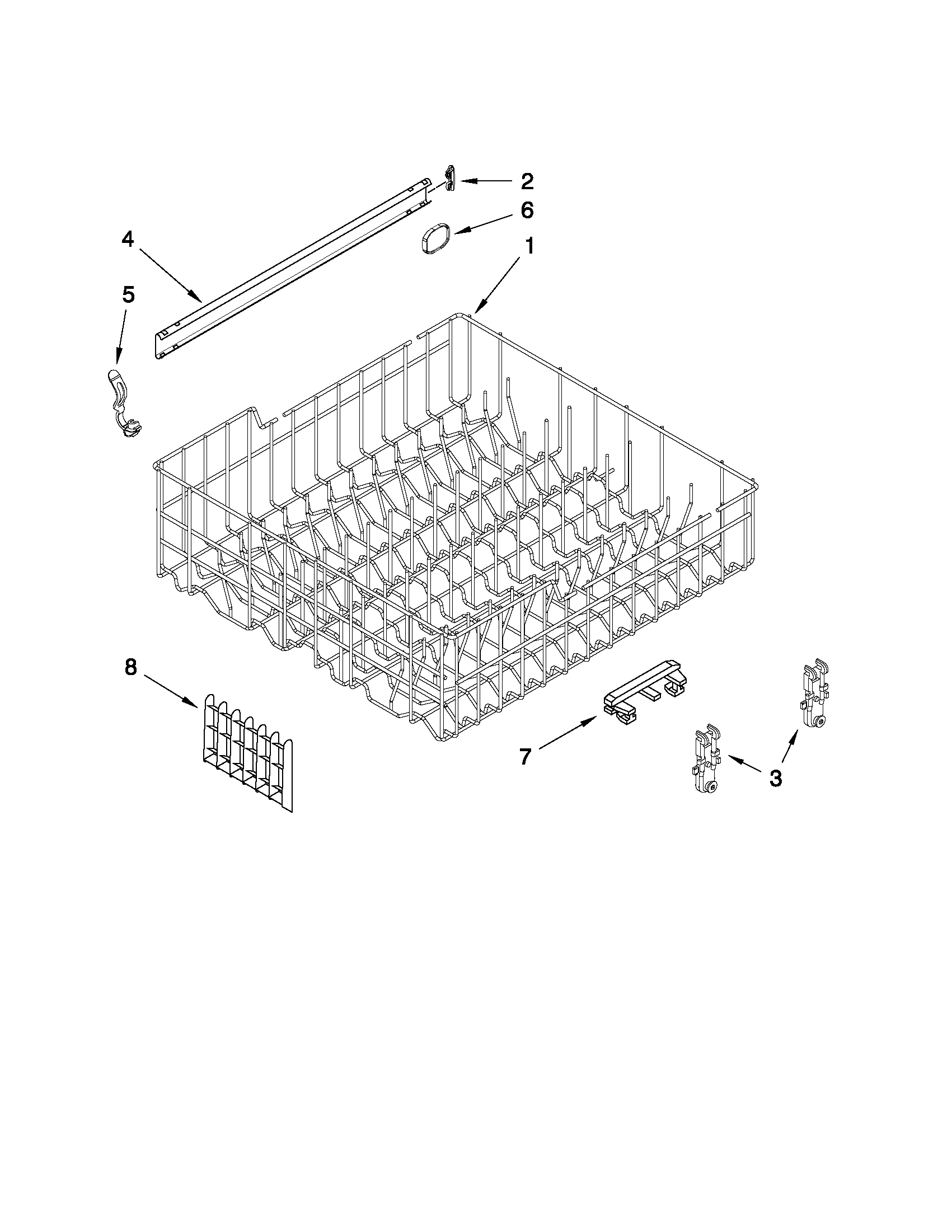 Upper rack and track parts