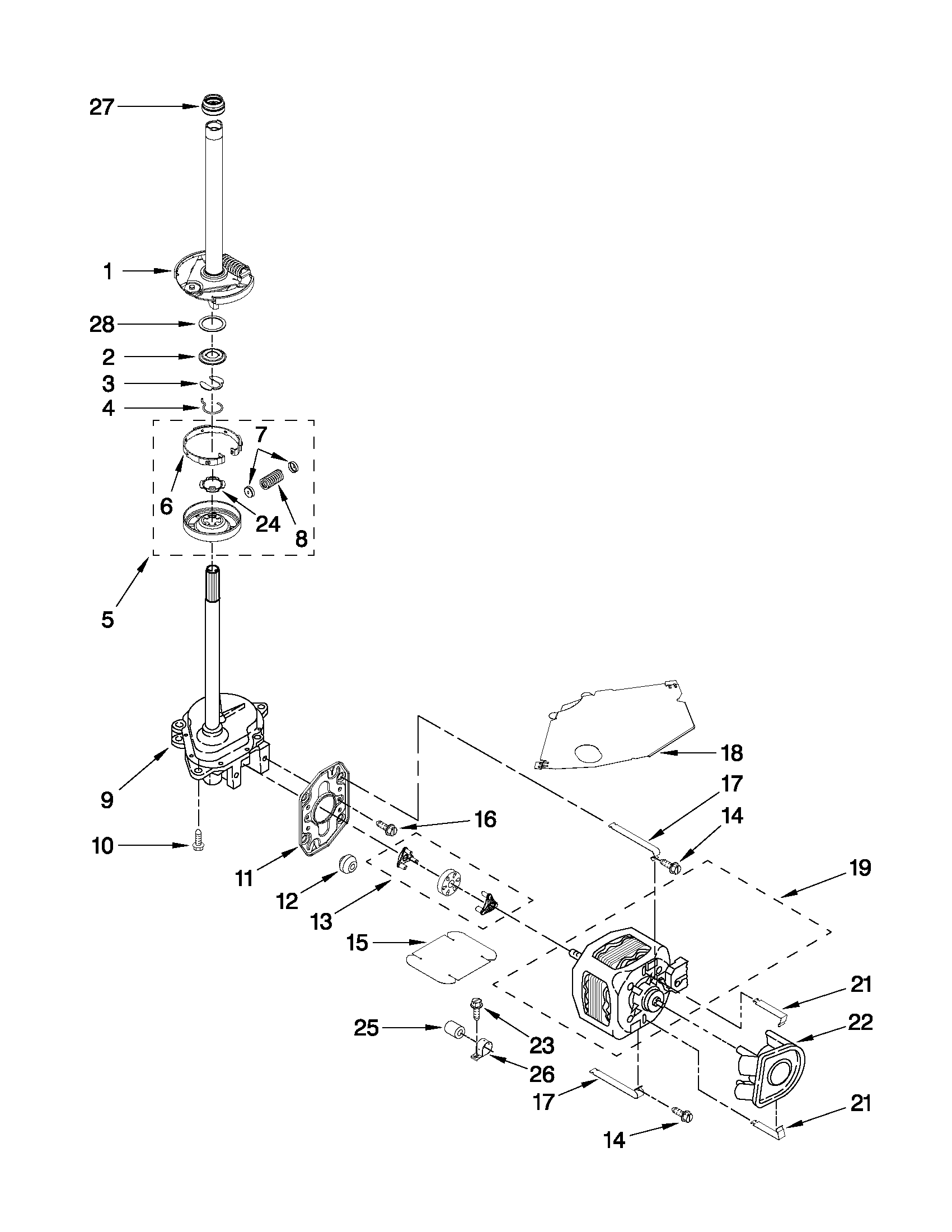 Brake, clutch, gearcase, motor and pump parts