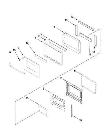 Upper oven door parts