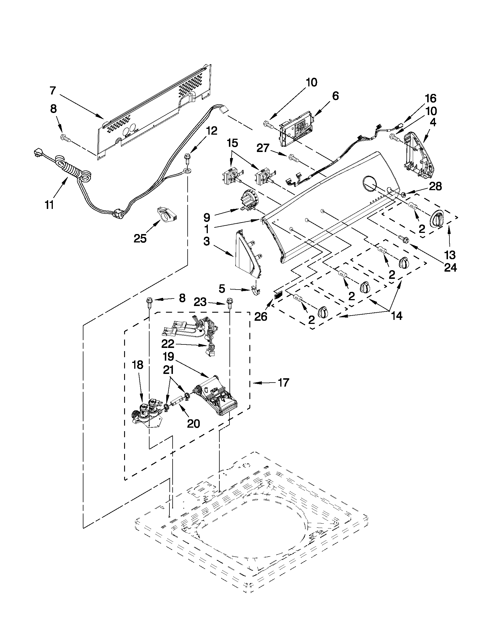Controls and water inlet parts