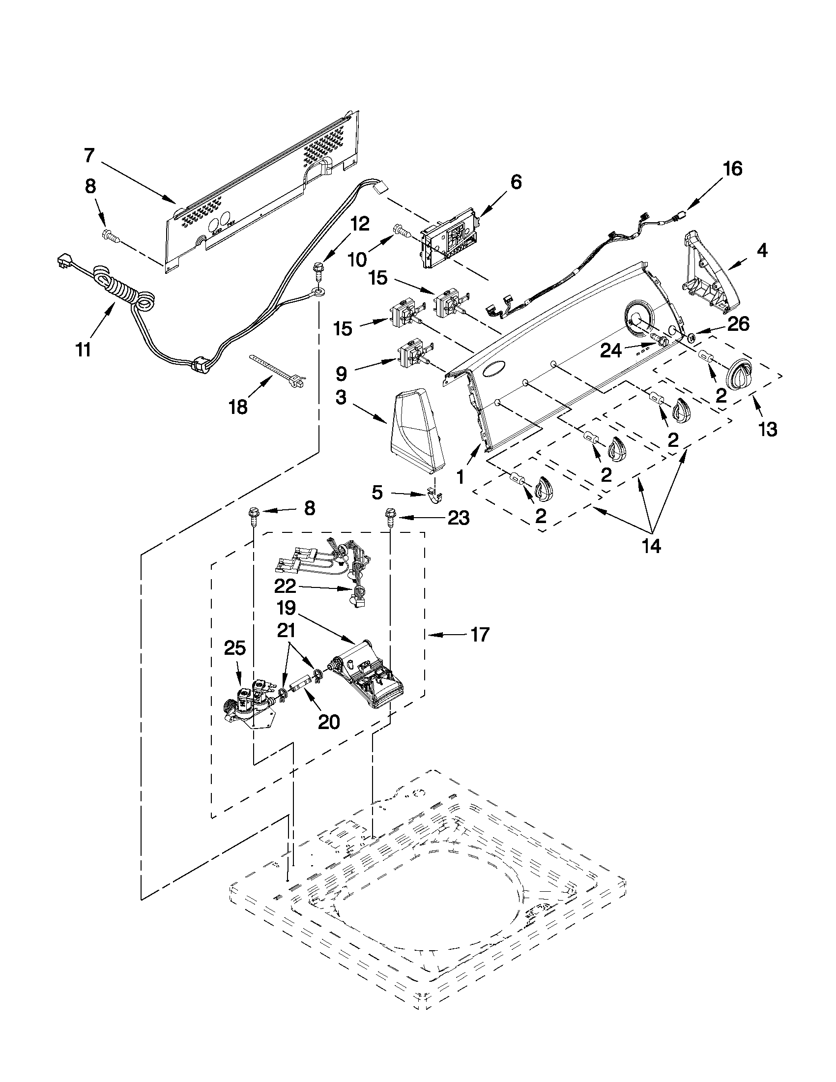 Controls and water inlet parts