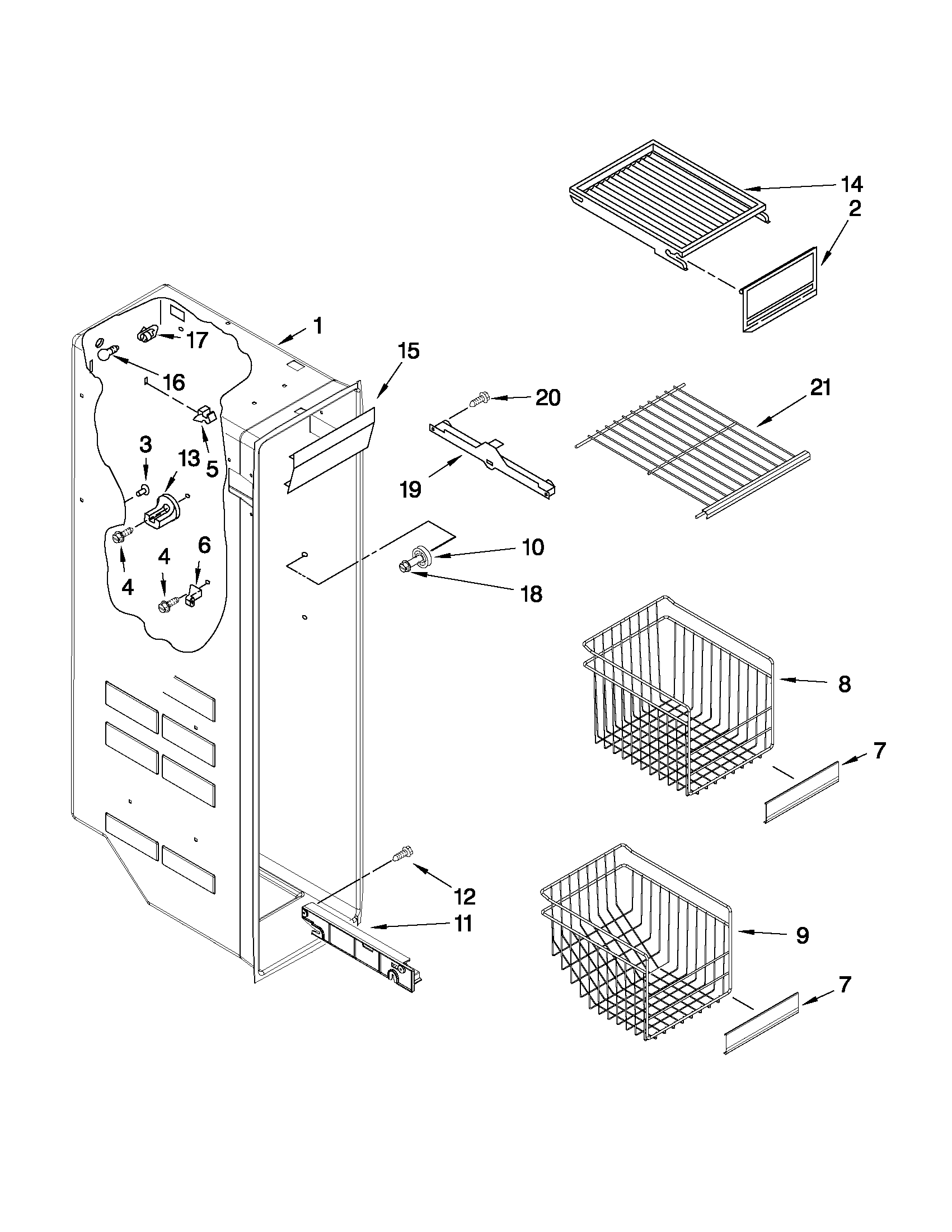 Freezer liner parts