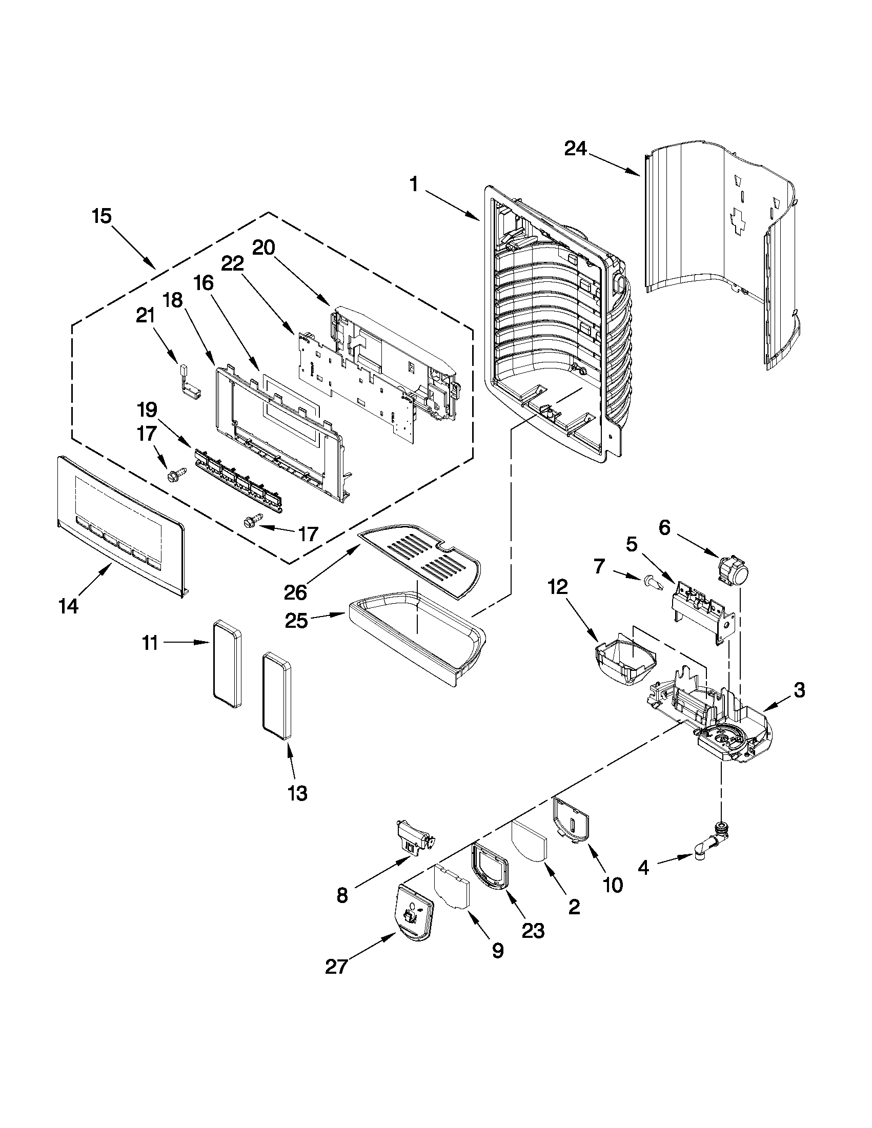 Dispenser front parts
