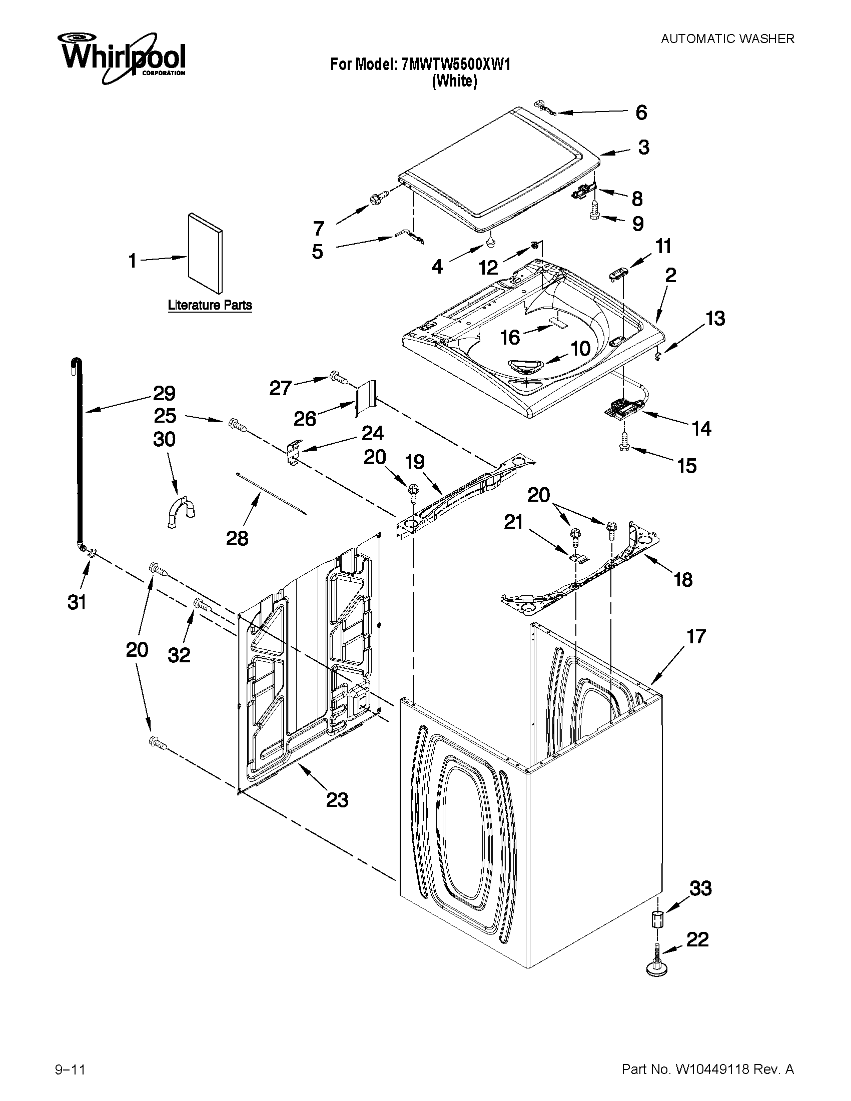 Top and cabinet parts