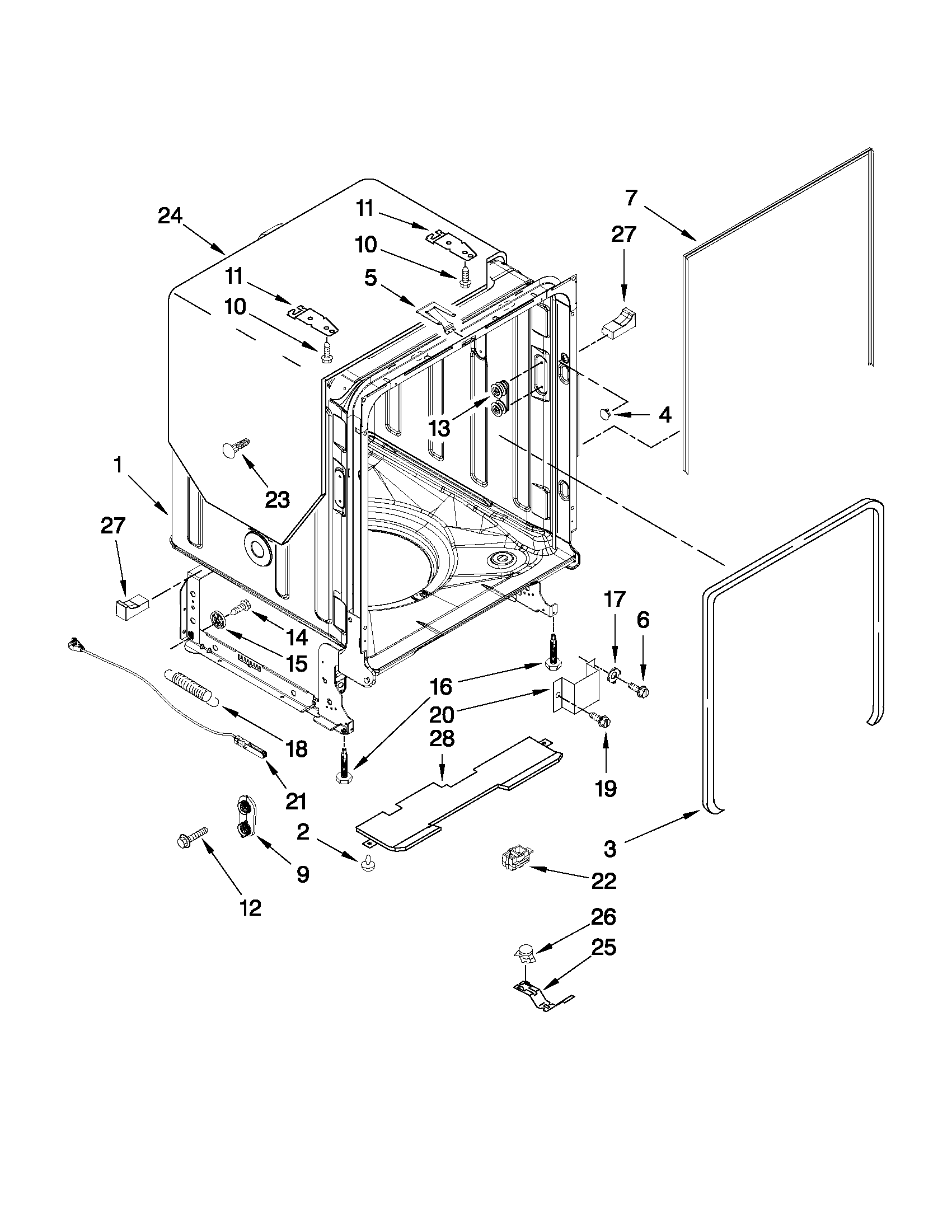 TUB AND FRAME PARTS