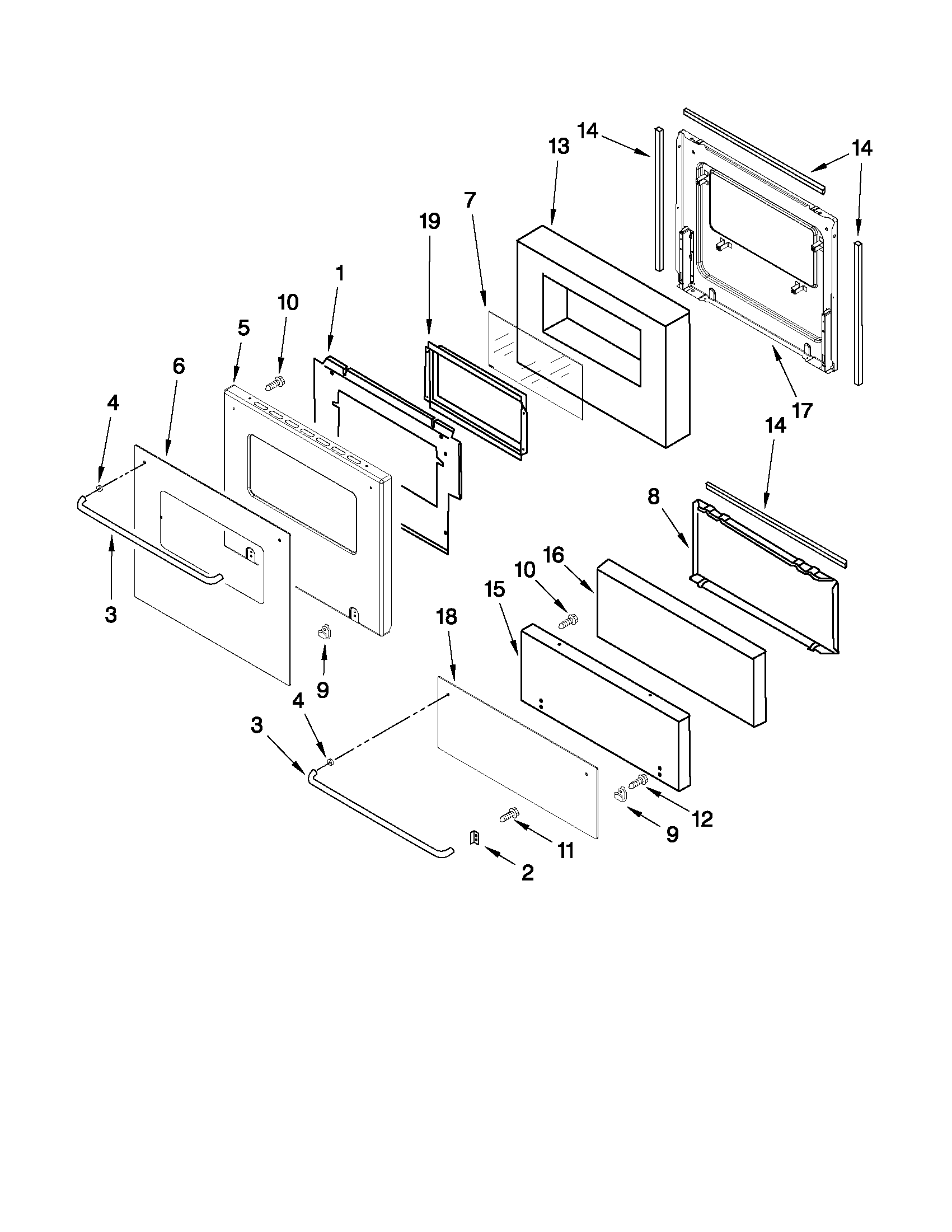 Oven door parts