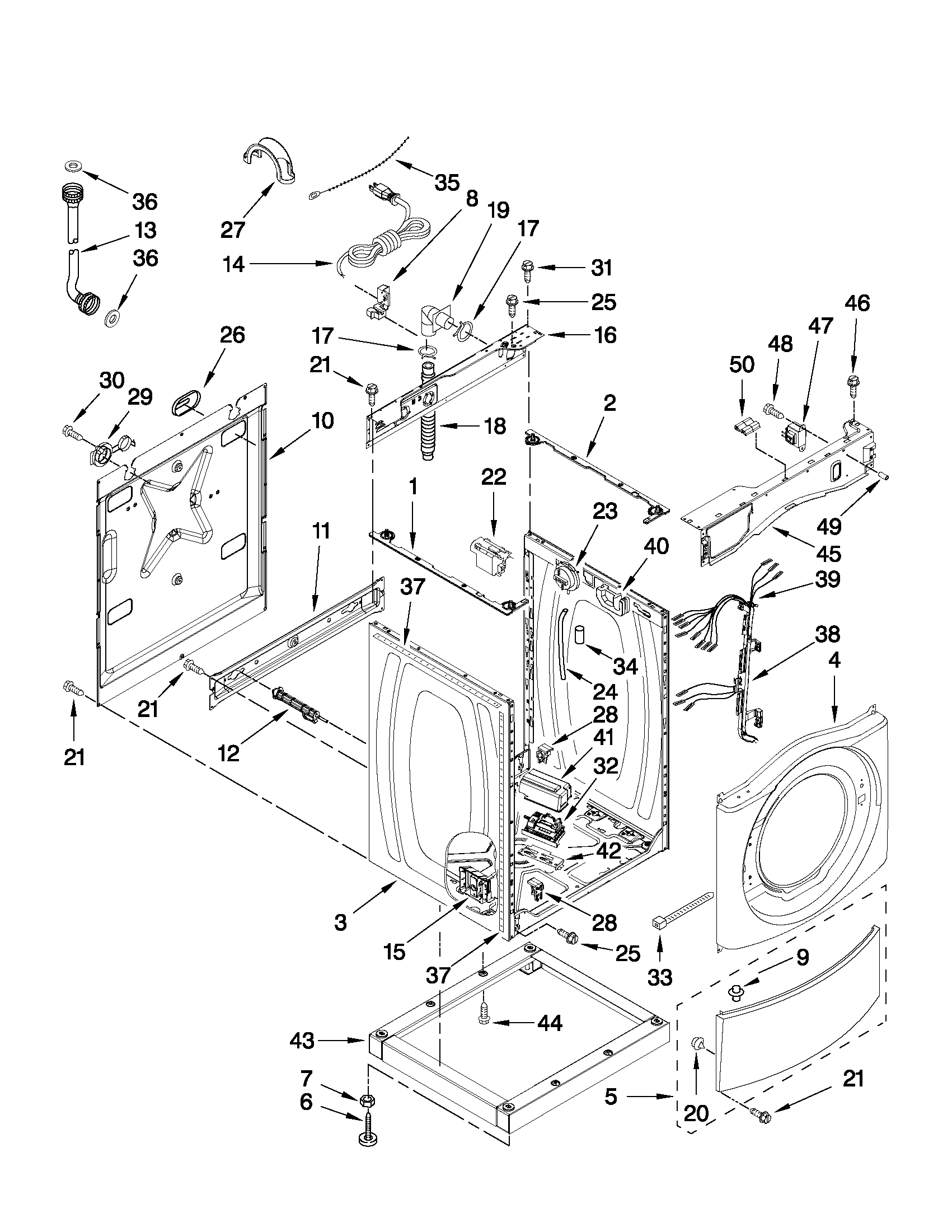 Washer cabinet parts