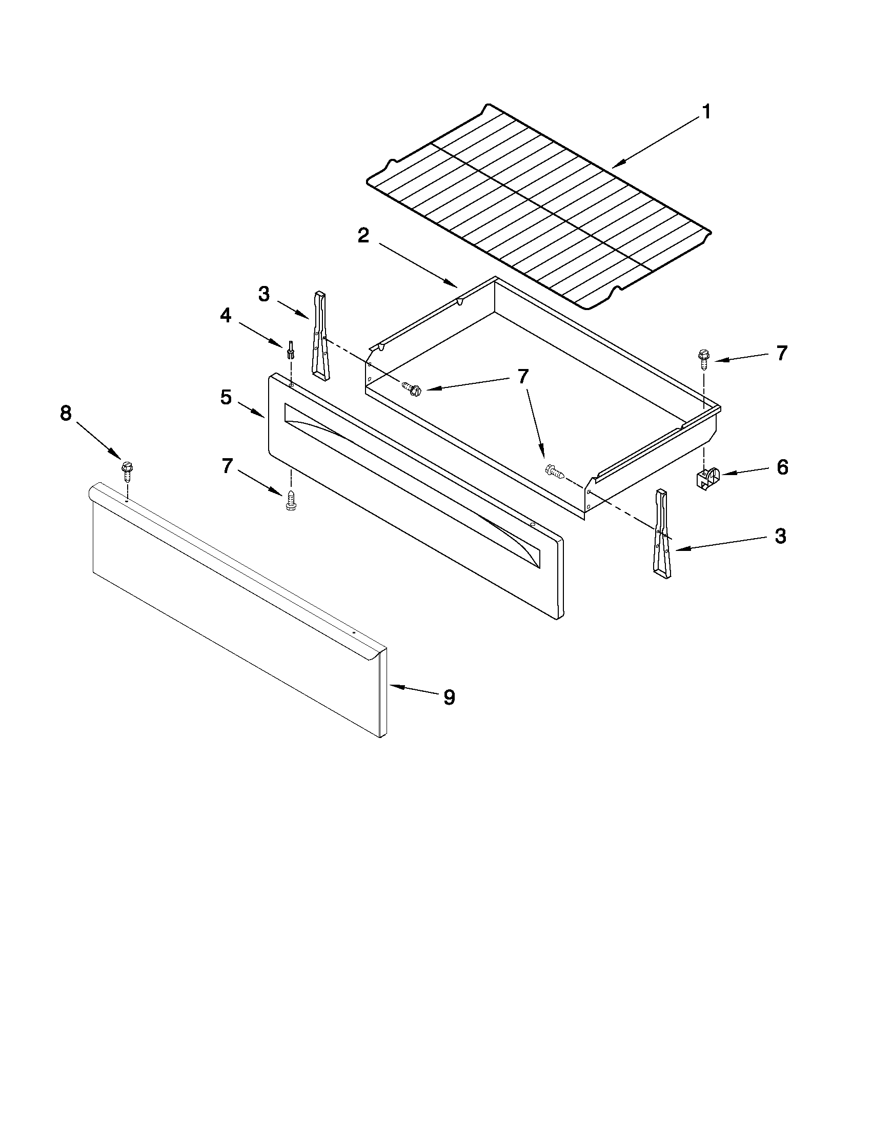 Drawer and rack parts