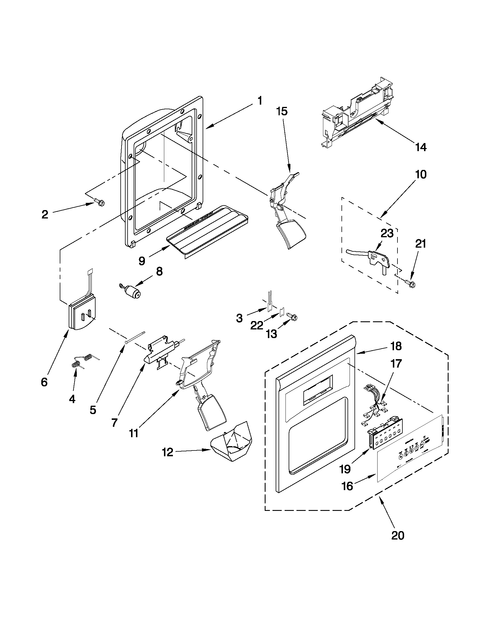 Dispenser front parts
