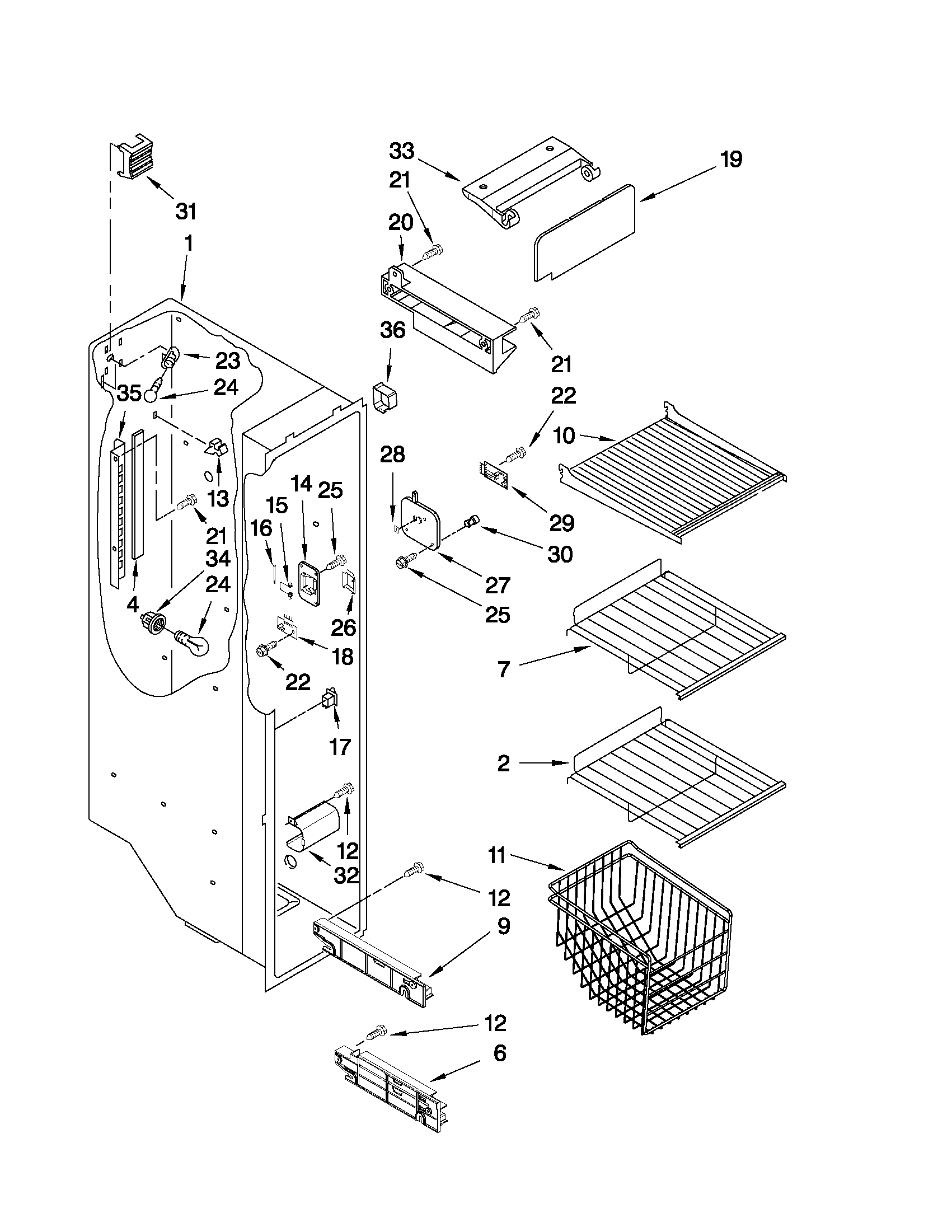 Freezer liner parts