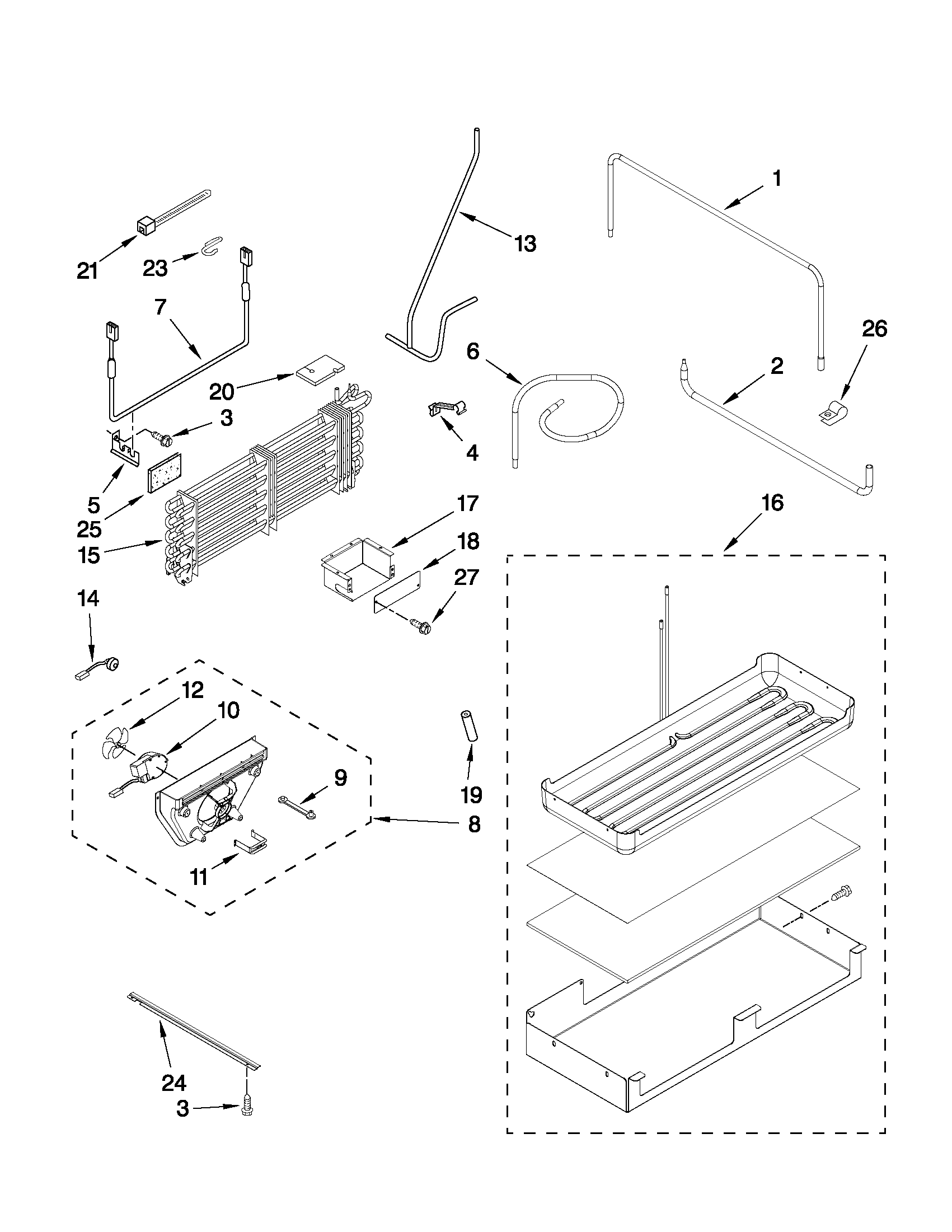 Lower unit and tube parts